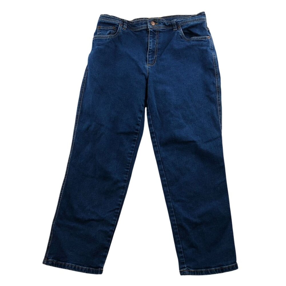 Bill Blass Womens Jeans Size 14P Stretch Straight Leg Blue Denim Casual Classic